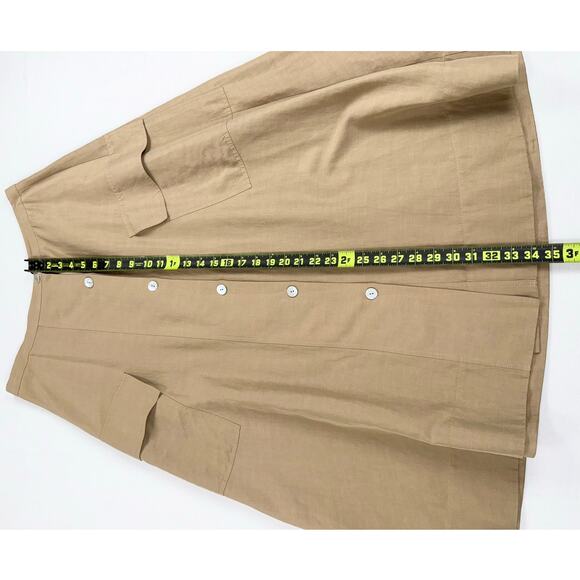 Vince Women's Utility Linen Cotton Blend Midi Skirt Size 12 Sandstorm Tan - Picture 16 of 16